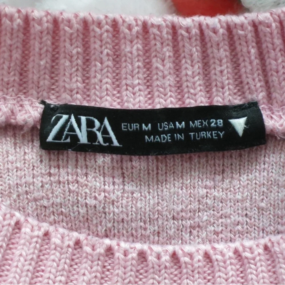 Zara Soft Pink Crew Neck Crop Top - Picture 4 of 4